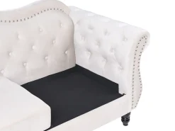 New Sofa dla 2 osób SKIEN Welur Jasnobeżowy Sofy Tapicerowane|Sofy Dwuosobowe