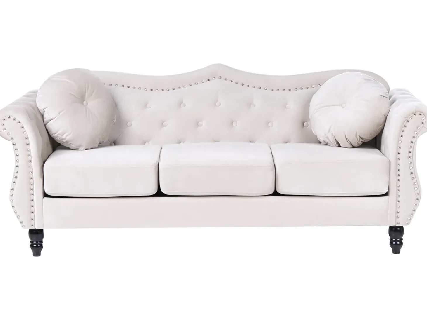 Discount Sofa dla 3 osób SKIEN Welur Jasnobeżowy Sofy Tapicerowane|Kolekcje Sof