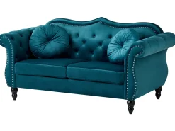 Hot Sofa dla 2 osób SKIEN Welur Lazurowy Sofy Tapicerowane|Sofy Dwuosobowe