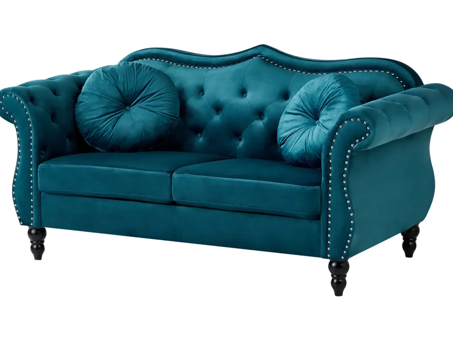 Hot Sofa dla 2 osób SKIEN Welur Lazurowy Sofy Tapicerowane|Sofy Dwuosobowe
