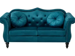 Hot Sofa dla 2 osób SKIEN Welur Lazurowy Sofy Tapicerowane|Sofy Dwuosobowe