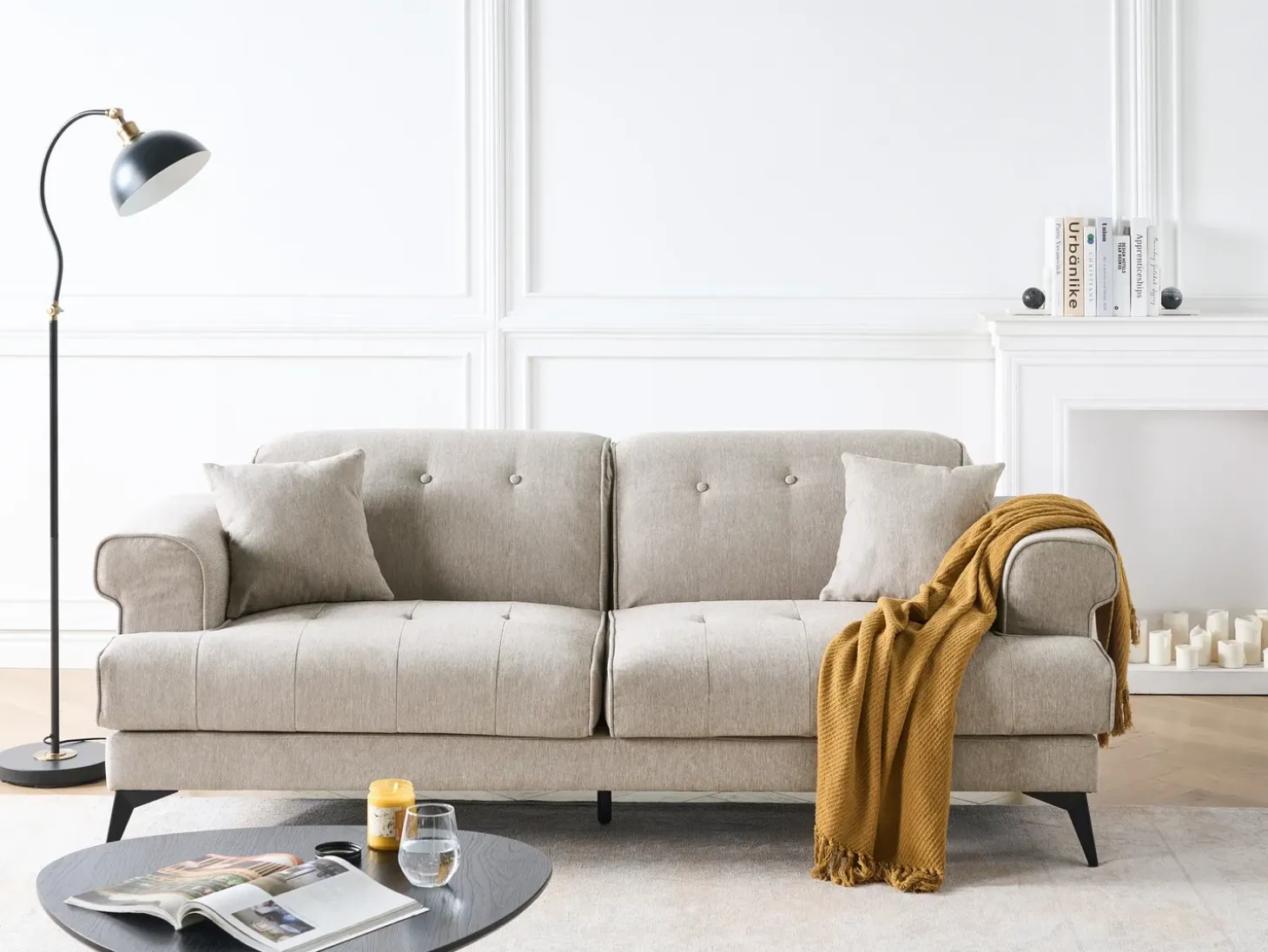Sofa dla 3 osób SKIVE Beżowoszary Sofy Tapicerowane|Kolekcje Sof