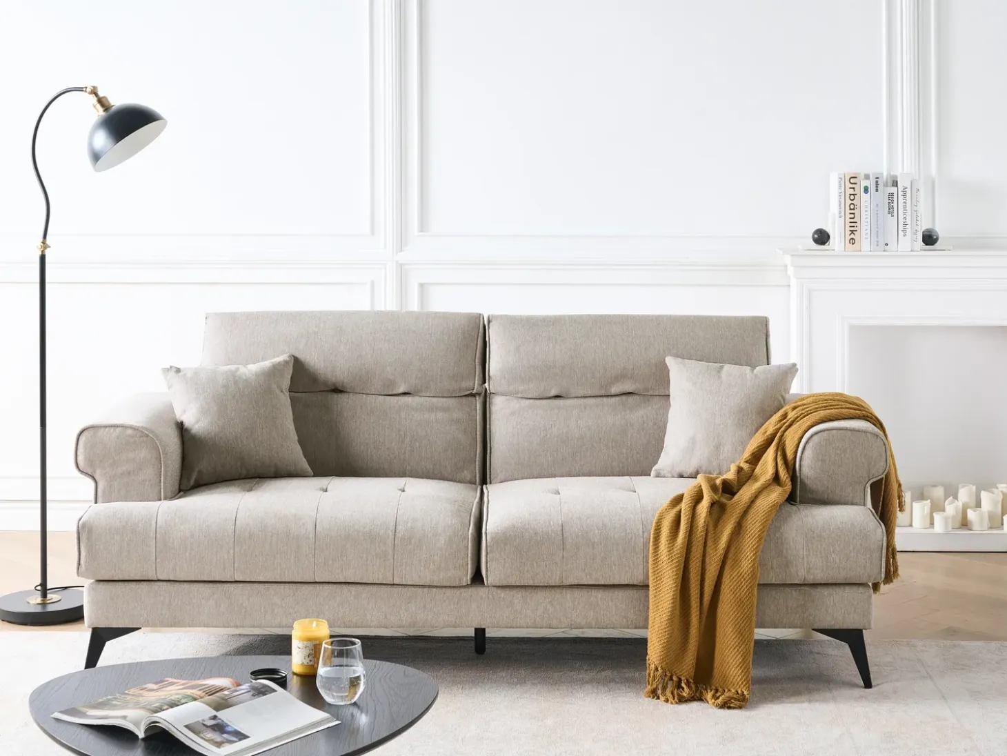 Sofa dla 3 osób SKIVE Beżowoszary Sofy Tapicerowane|Kolekcje Sof