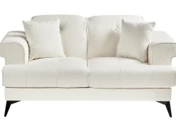 Sale Sofa dla 2 osób SKIVE Boucle Biały Sofy Tapicerowane|Sofy Dwuosobowe