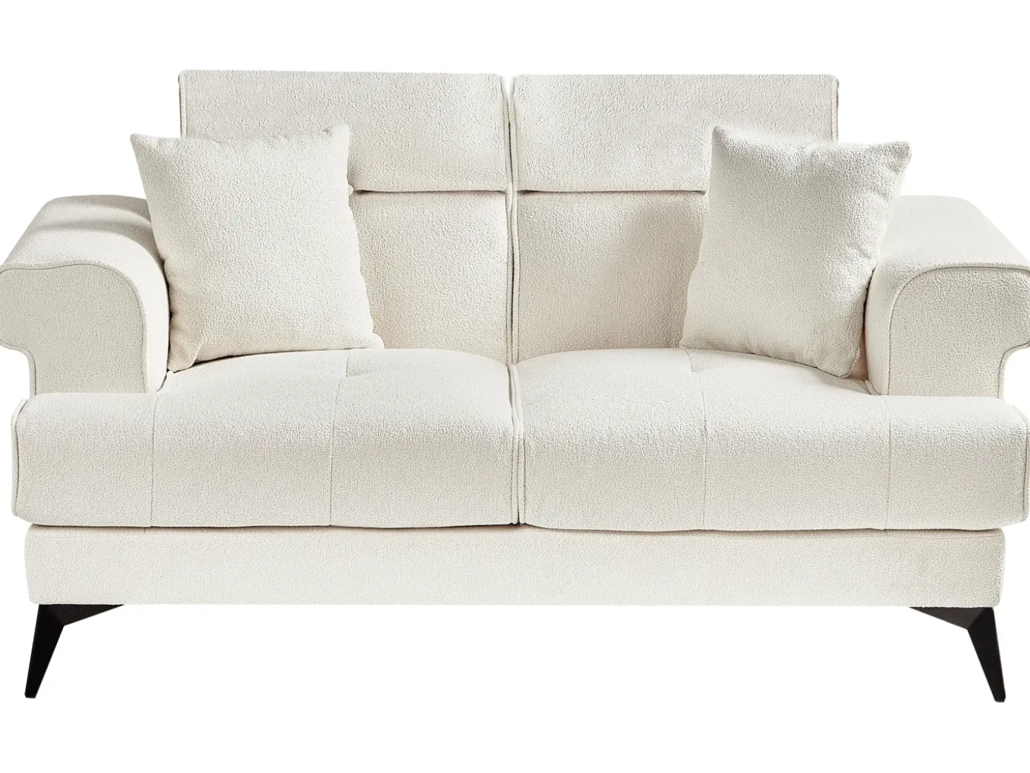 Sale Sofa dla 2 osób SKIVE Boucle Biały Sofy Tapicerowane|Sofy Dwuosobowe