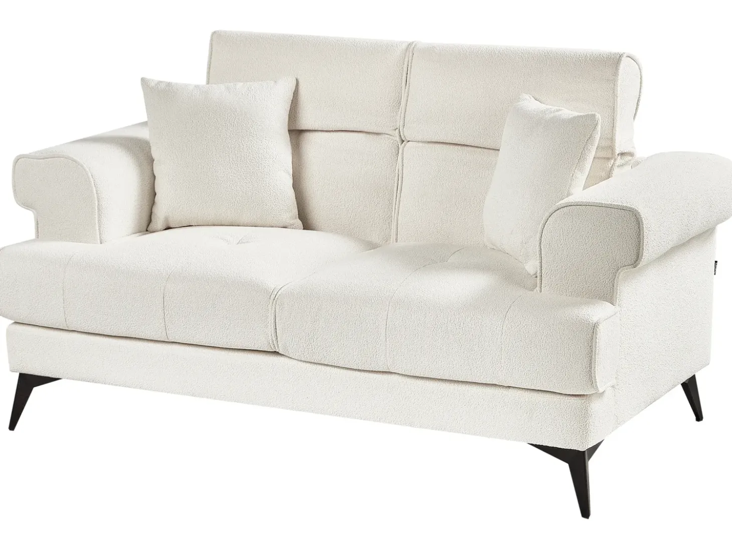 Sale Sofa dla 2 osób SKIVE Boucle Biały Sofy Tapicerowane|Sofy Dwuosobowe