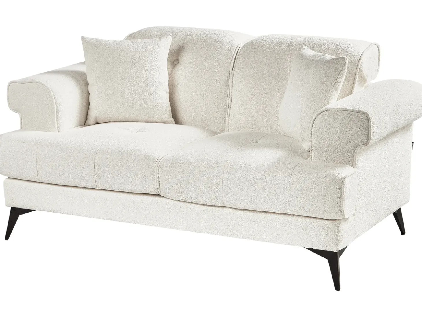 Sale Sofa dla 2 osób SKIVE Boucle Biały Sofy Tapicerowane|Sofy Dwuosobowe