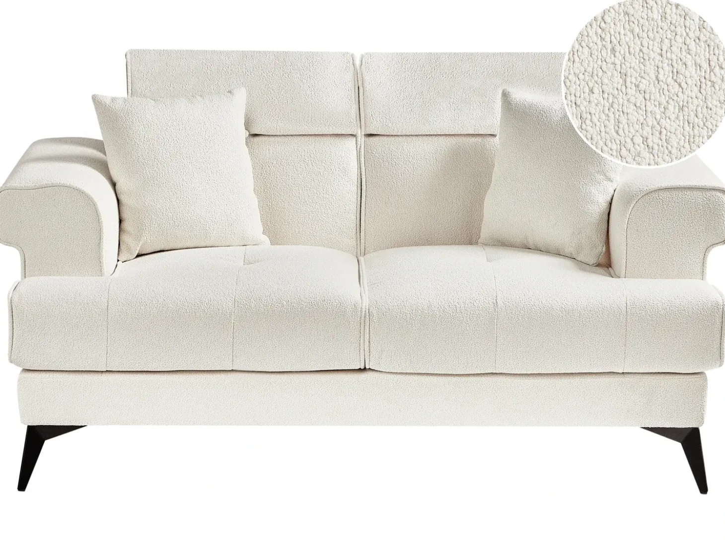 Sale Sofa dla 2 osób SKIVE Boucle Biały Sofy Tapicerowane|Sofy Dwuosobowe