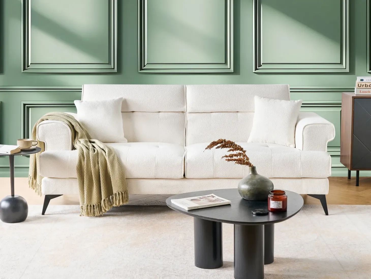 Sale Sofa dla 3 osób SKIVE Boucle Biały Sofy Tapicerowane|Kolekcje Sof