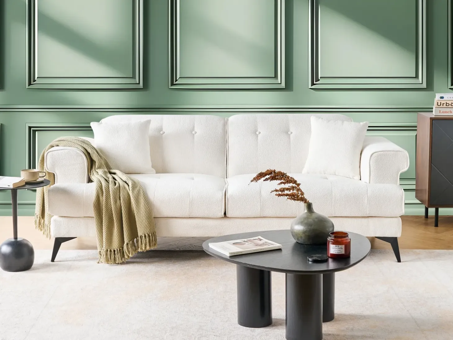 Sale Sofa dla 3 osób SKIVE Boucle Biały Sofy Tapicerowane|Kolekcje Sof