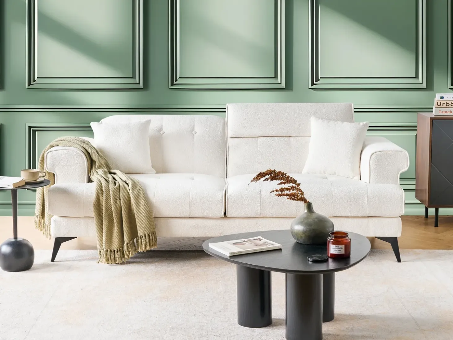 Sale Sofa dla 3 osób SKIVE Boucle Biały Sofy Tapicerowane|Kolekcje Sof