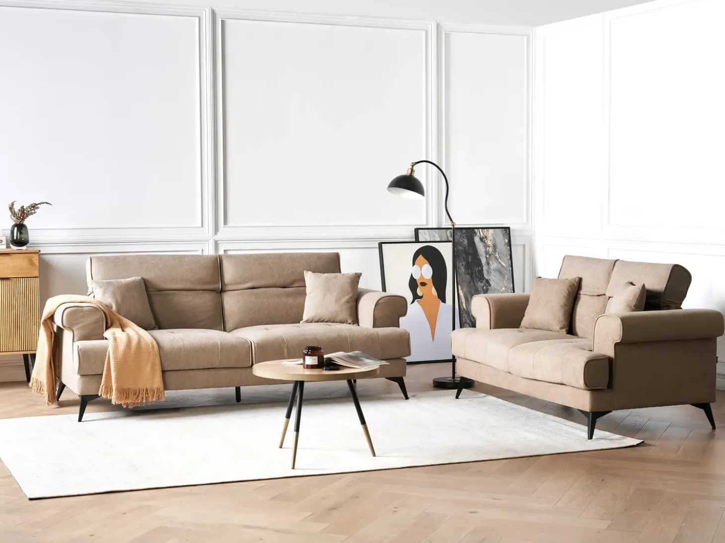 Online Sofa dla 3 osób SKIVE Jasnobrązowy Sofy Tapicerowane|Kolekcje Sof