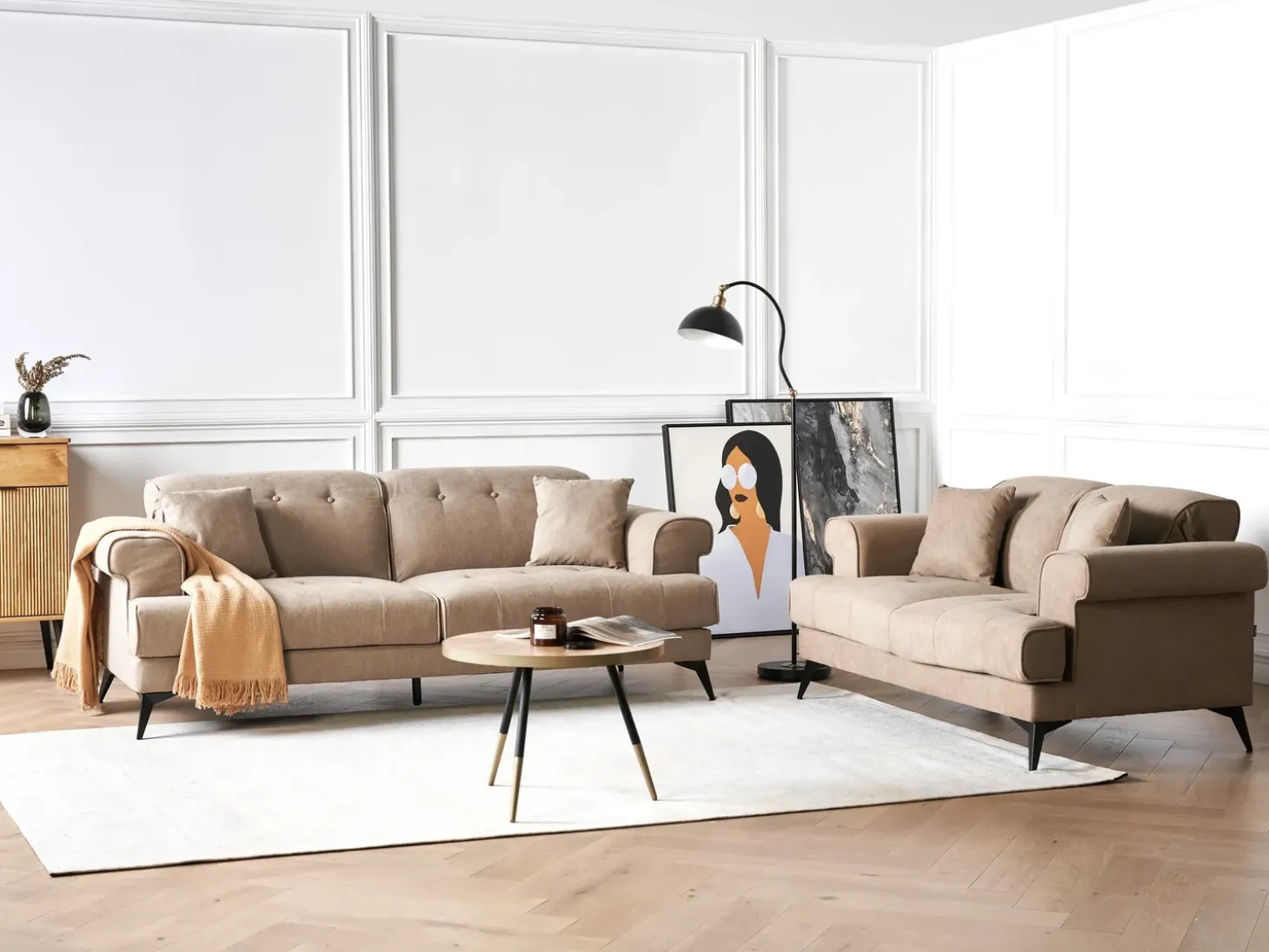 Online Sofa dla 3 osób SKIVE Jasnobrązowy Sofy Tapicerowane|Kolekcje Sof