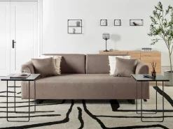 Online Sofa dla 3 osób SOKNA Beżowoszary ze stolikami Sofy Tapicerowane|Wszystkie Sofy
