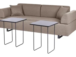 Online Sofa dla 3 osób SOKNA Beżowoszary ze stolikami Sofy Tapicerowane|Wszystkie Sofy