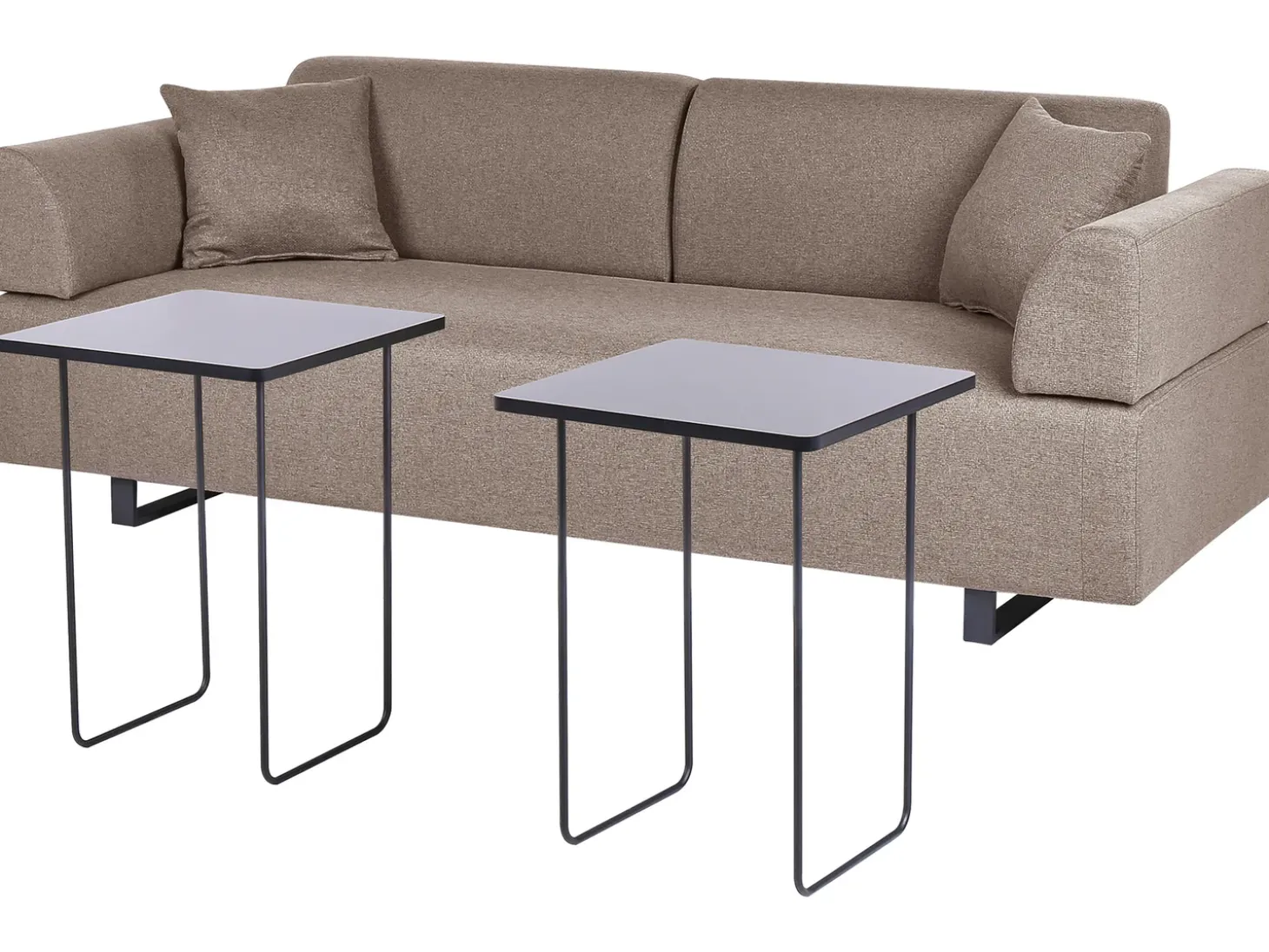 Online Sofa dla 3 osób SOKNA Beżowoszary ze stolikami Sofy Tapicerowane|Wszystkie Sofy