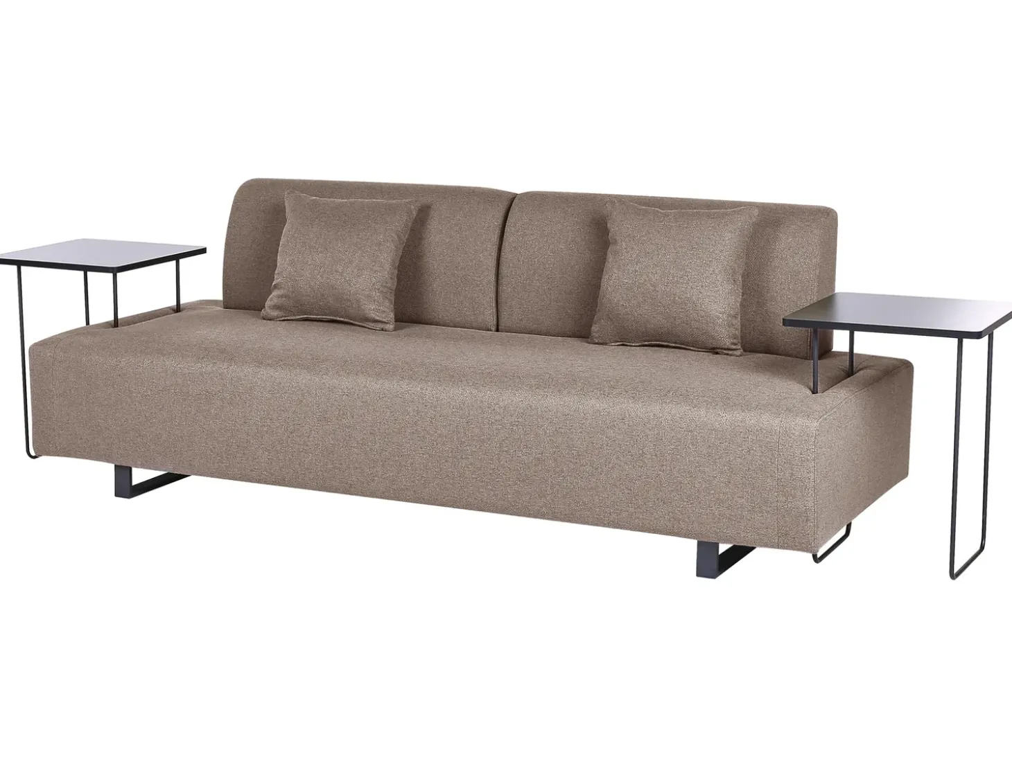Online Sofa dla 3 osób SOKNA Beżowoszary ze stolikami Sofy Tapicerowane|Wszystkie Sofy