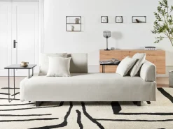 Sofa dla 3 osób SOKNA Jasnobeżowy ze stolikami Sofy Tapicerowane|Wszystkie Sofy
