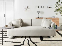 Sofa dla 3 osób SOKNA Jasnobeżowy ze stolikami Sofy Tapicerowane|Wszystkie Sofy