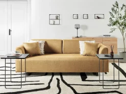Clearance Sofa dla 3 osób SOKNA Musztardowy ze stolikami Sofy Tapicerowane|Wszystkie Sofy
