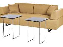 Clearance Sofa dla 3 osób SOKNA Musztardowy ze stolikami Sofy Tapicerowane|Wszystkie Sofy