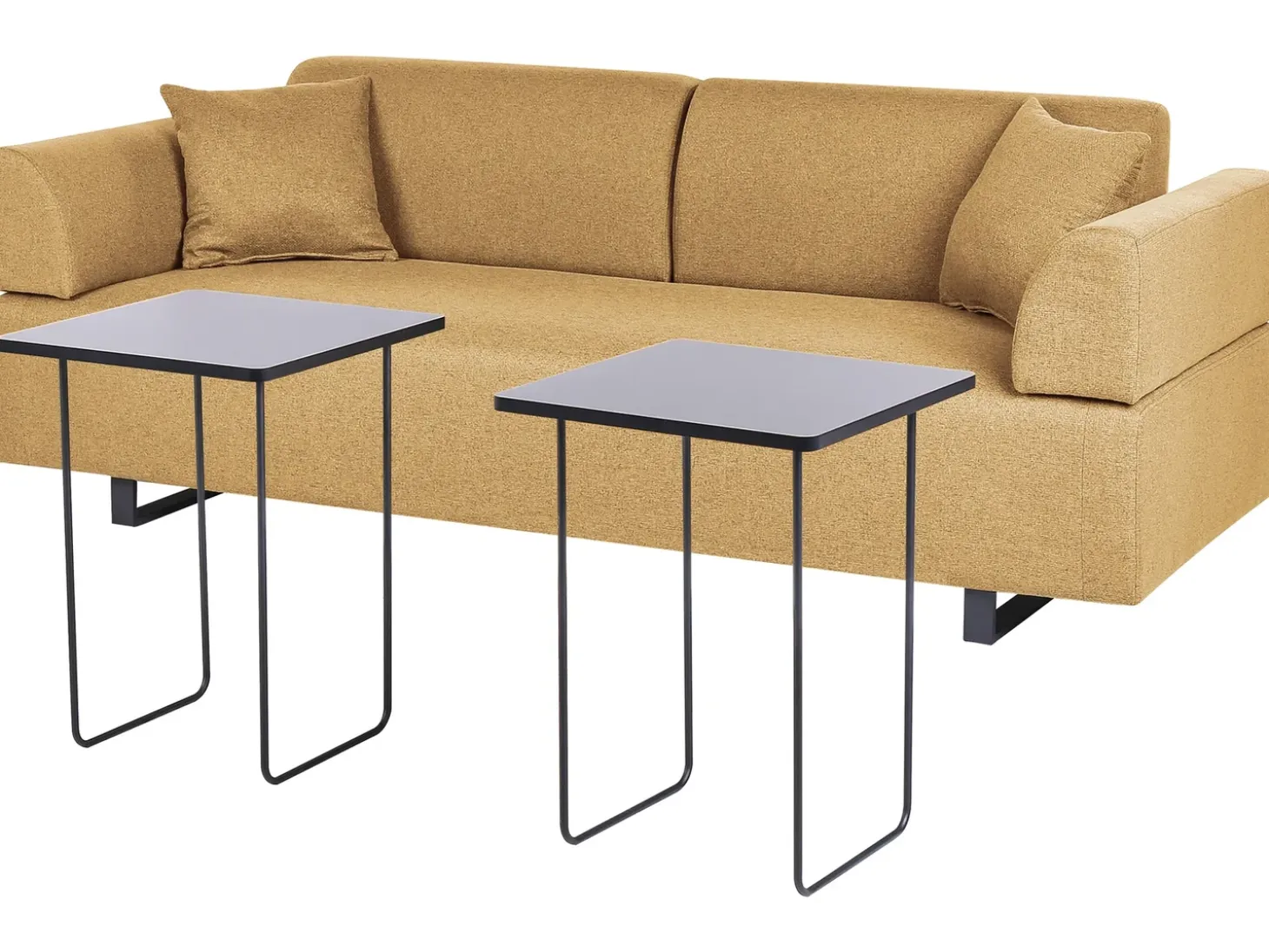 Clearance Sofa dla 3 osób SOKNA Musztardowy ze stolikami Sofy Tapicerowane|Wszystkie Sofy