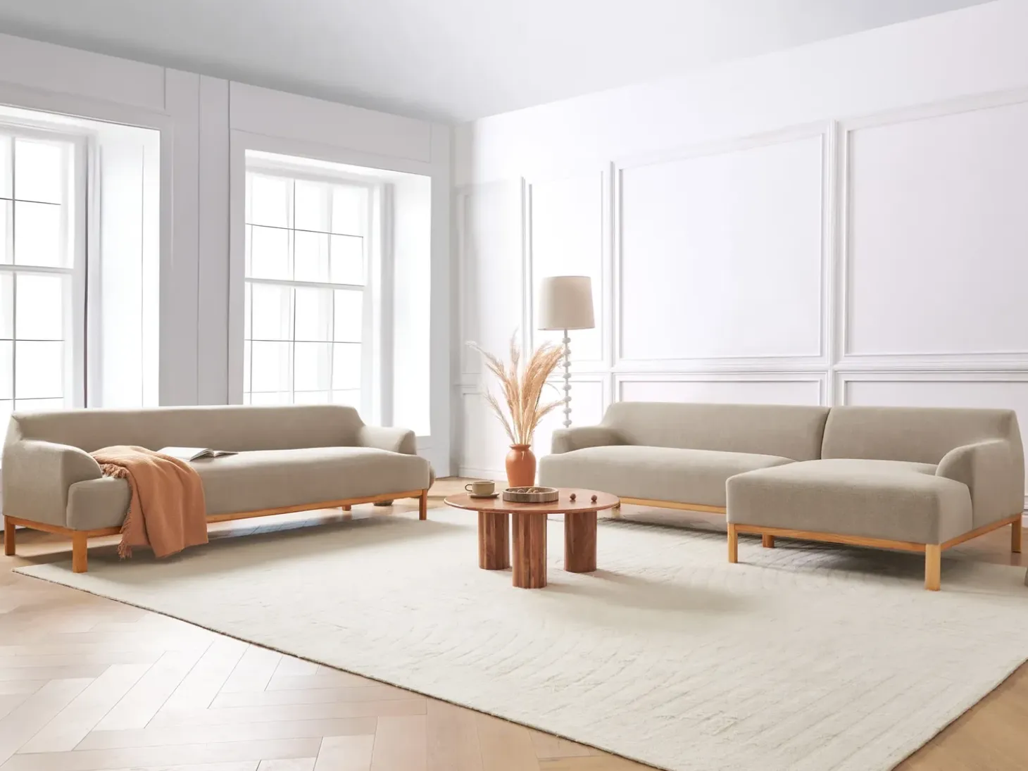 New Sofa dla 3 osób SOSJO Beżowoszary Sofy Tapicerowane|Kolekcje Sof