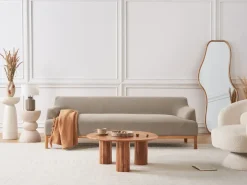 New Sofa dla 3 osób SOSJO Beżowoszary Sofy Tapicerowane|Kolekcje Sof