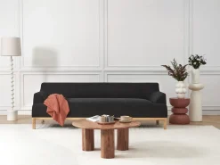 Discount Sofa dla 3 osób SOSJO Czarny Sofy Tapicerowane|Kolekcje Sof