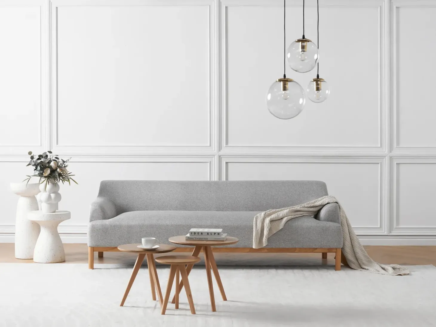 Sale Sofa dla 3 osób SOSJO Jasnoszary Sofy Tapicerowane|Kolekcje Sof