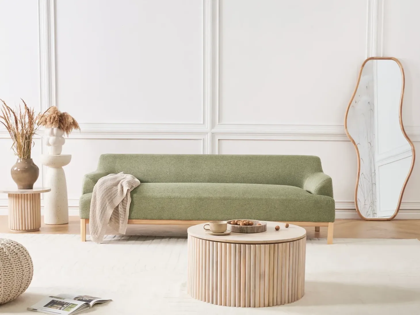 Sale Sofa dla 3 osób SOSJO Oliwkowy Sofy Tapicerowane|Kolekcje Sof