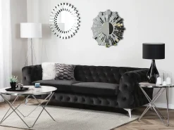 Best Sofa dla 3 osób SOTRA Welur Czarny Sofy Tapicerowane|Wszystkie Sofy