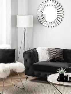 Best Sofa dla 3 osób SOTRA Welur Czarny Sofy Tapicerowane|Wszystkie Sofy