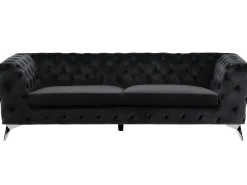 Best Sofa dla 3 osób SOTRA Welur Czarny Sofy Tapicerowane|Wszystkie Sofy