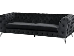 Best Sofa dla 3 osób SOTRA Welur Czarny Sofy Tapicerowane|Wszystkie Sofy