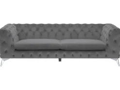 Clearance Sofa dla 3 osób SOTRA Welur Szary Sofy Tapicerowane|Wszystkie Sofy