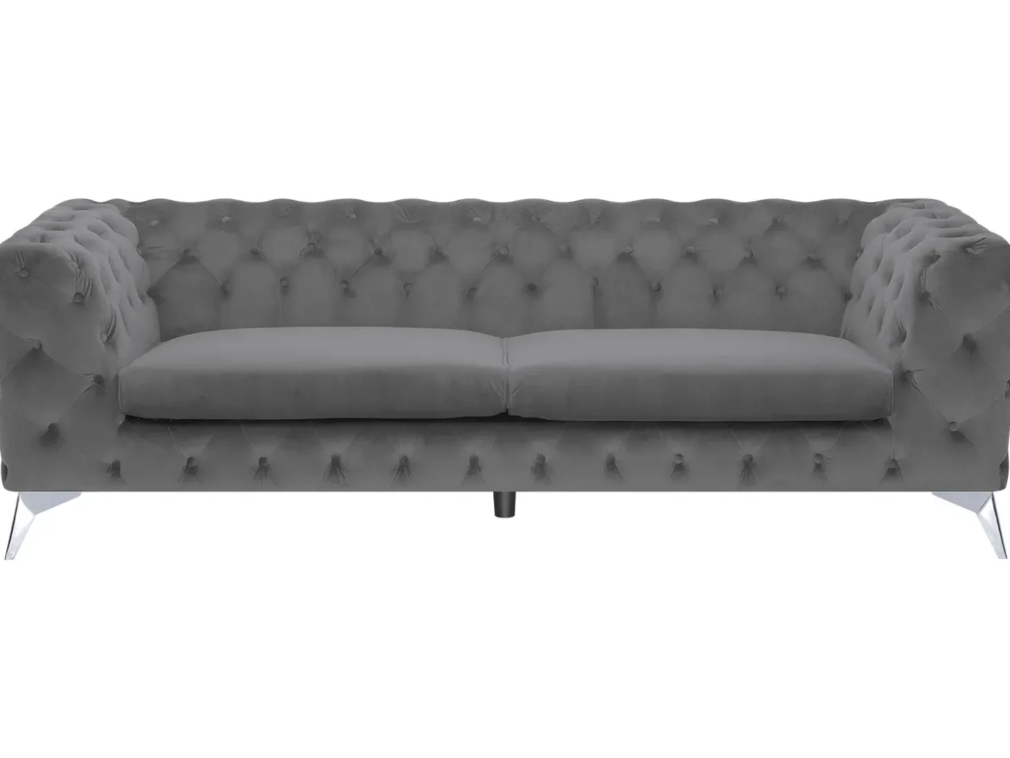Clearance Sofa dla 3 osób SOTRA Welur Szary Sofy Tapicerowane|Wszystkie Sofy