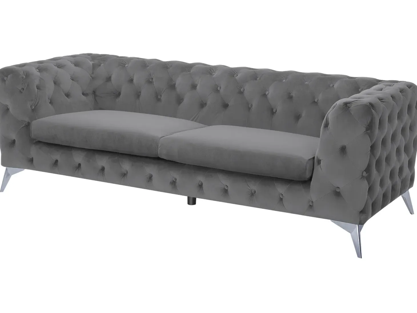 Clearance Sofa dla 3 osób SOTRA Welur Szary Sofy Tapicerowane|Wszystkie Sofy
