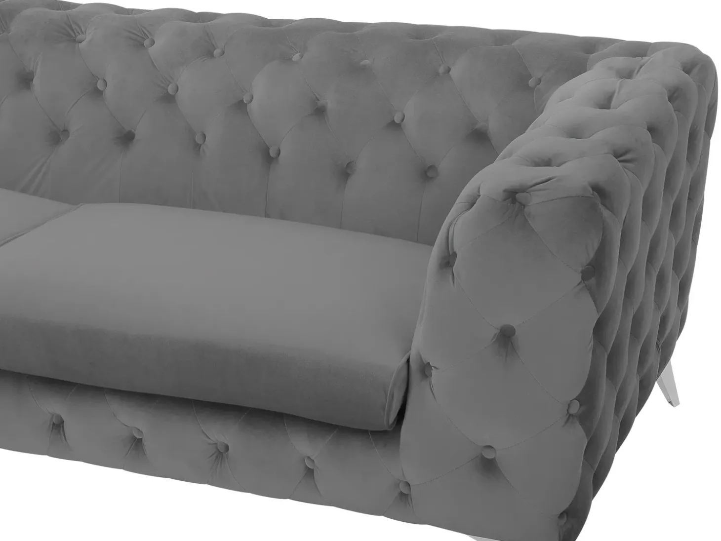 Clearance Sofa dla 3 osób SOTRA Welur Szary Sofy Tapicerowane|Wszystkie Sofy