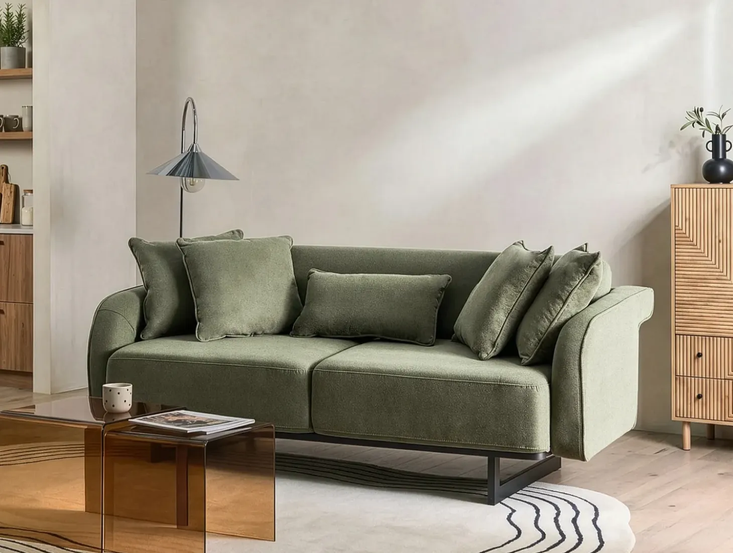 Online Sofa dla 3 osób SVANEK Zielony Sofy Tapicerowane|Wszystkie Sofy