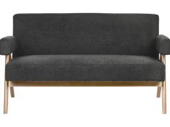 Online Sofa dla 2 osób TAMRE Boucle Czarny/ ciemny brąz Sofy Tapicerowane|Sofy Dwuosobowe