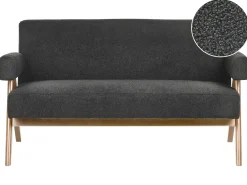 Online Sofa dla 2 osób TAMRE Boucle Czarny/ ciemny brąz Sofy Tapicerowane|Sofy Dwuosobowe