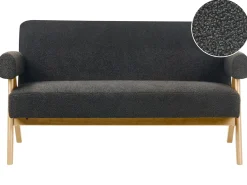 Clearance Sofa dla 2 osób TAMRE Boucle Czarny/ jasny brąz Sofy Tapicerowane|Sofy Dwuosobowe