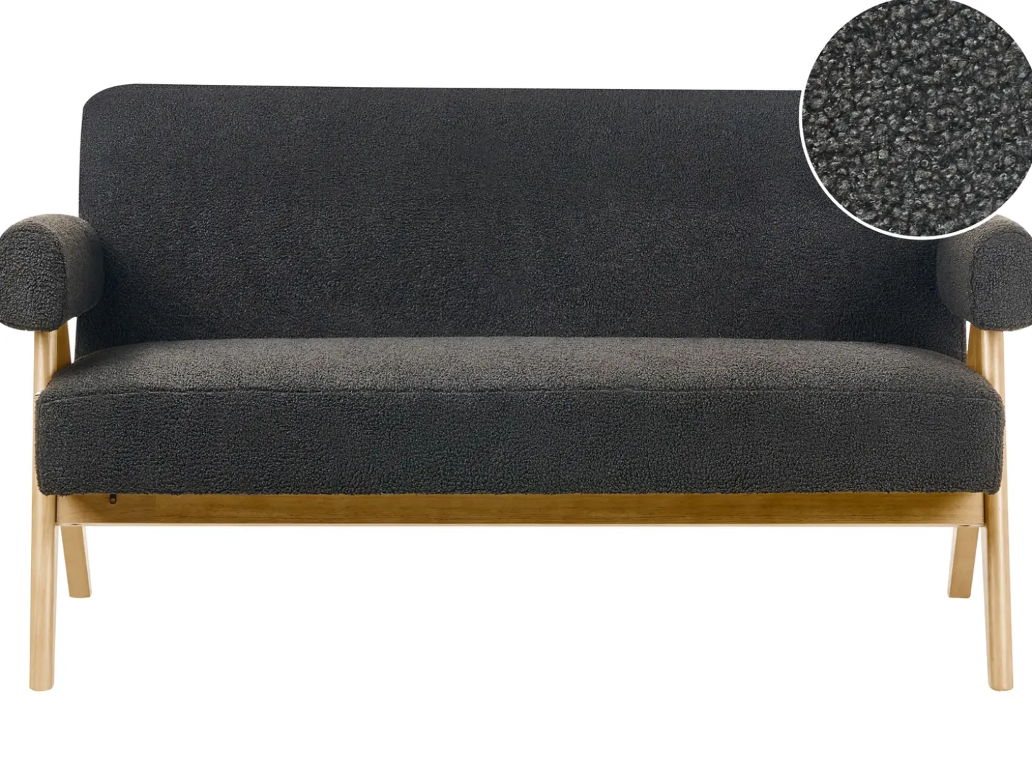 Clearance Sofa dla 2 osób TAMRE Boucle Czarny/ jasny brąz Sofy Tapicerowane|Sofy Dwuosobowe