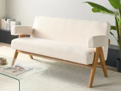 Hot Sofa dla 2 osób TAMRE Boucle Złamana biel/ jasny brąz Sofy Tapicerowane|Sofy Dwuosobowe