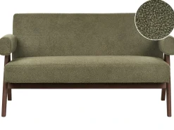 Best Sofa dla 2 osób TAMRE Boucle Zielony/ ciemny brąz Sofy Tapicerowane|Sofy Dwuosobowe