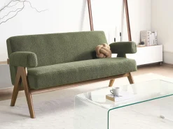 New Sofa dla 2 osób TAMRE II Boucle Zielony/ ciemny brąz Sofy Tapicerowane|Sofy Dwuosobowe
