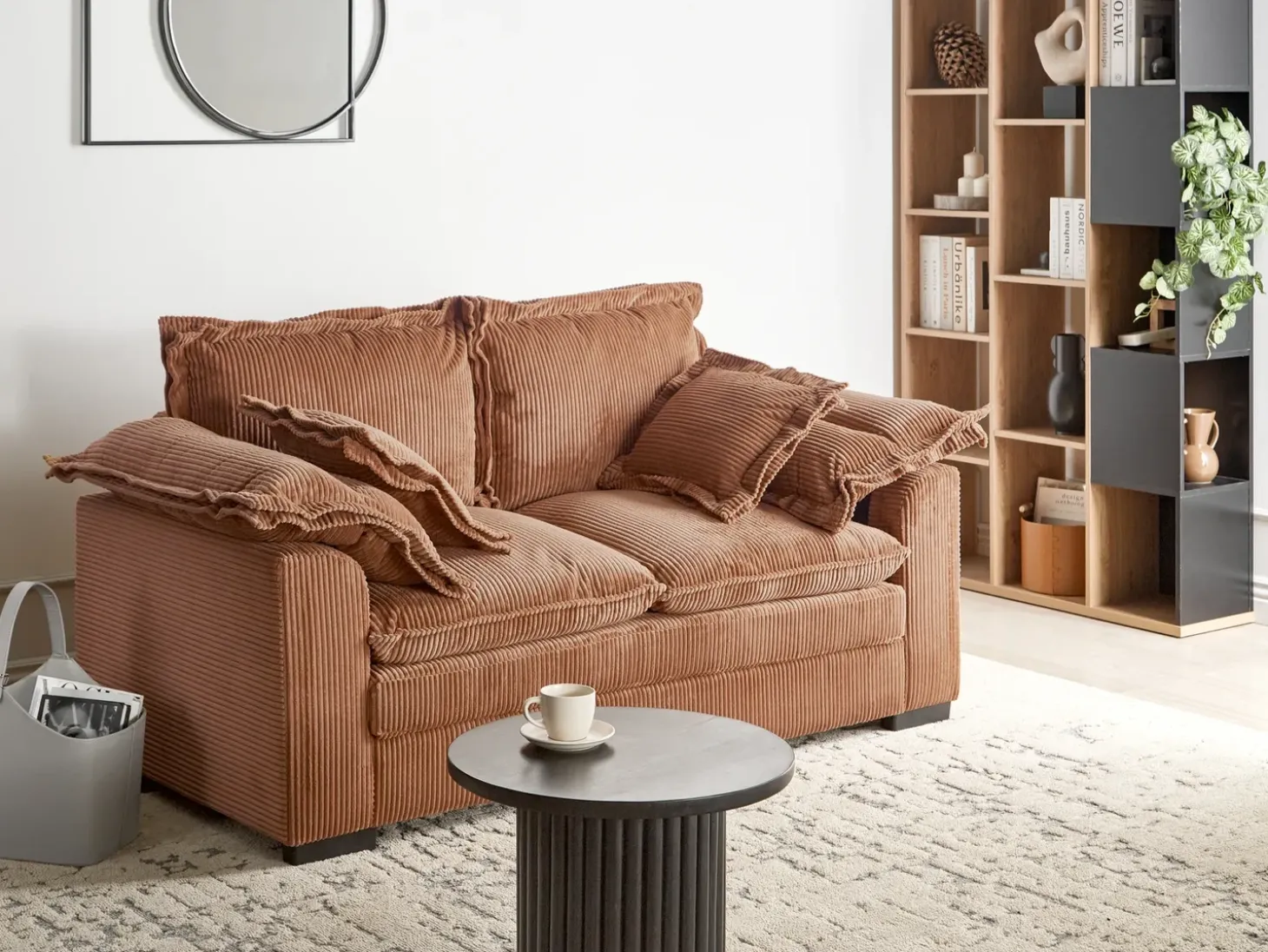 New Sofa dla 2 osób TIRRO Sztruks Brązowy Sofy Tapicerowane|Sofy Dwuosobowe