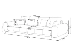 Sale Sofa dla 4 osób TORPO Szary Sofy Tapicerowane|Wszystkie Sofy
