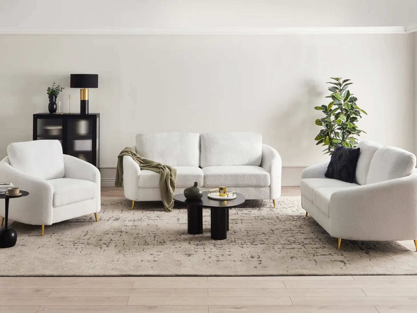 Outlet Sofa dla 3 osób TROSA Boucle Biały Sofy Tapicerowane|Kolekcje Sof